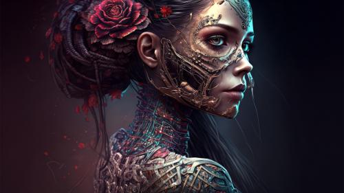 Cyberpunk Sugar Skull 4K {} by a.i.