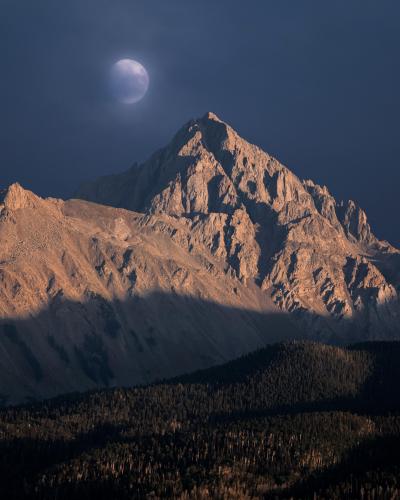 Sneffles Moon Rise near Ridgway, CO, USA