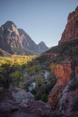 View from Upper Emerald Pools Trail in Zion National Park, Utah, USA