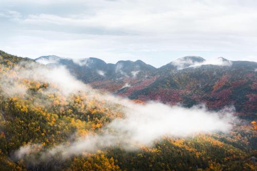Atmospheric morning scene amongst the Adirondacks peaks, New York