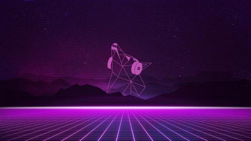 Best Ubuntu Wallpaper Ever  Disco Dingo resembling 80s neon/synthwave graphics