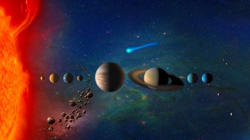 "Artist concept of the solar system. Credits: NASA"