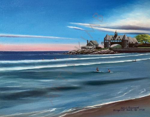 Narragansett Town Beach, Rhode Island ,  My original acrylic painting 11” x 14”