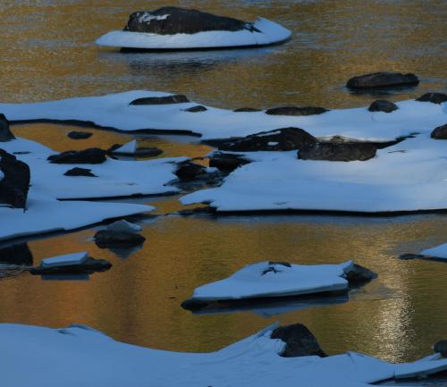 Golden Light in the Winter. Middle Fork of the Flathead River, Glacier National Park, MT.  @seanaimages