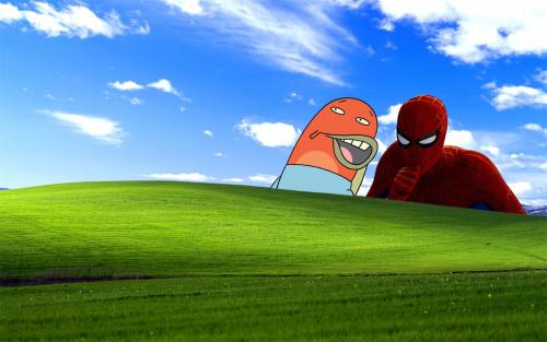 Windows Bliss - SpongeBob Barnacles Meme + Spider-Man