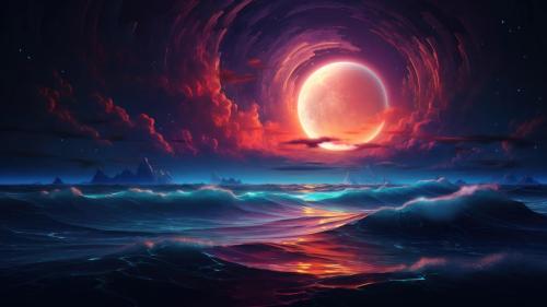 Moonlit Vibrant Ocean