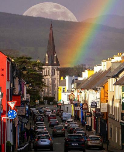 A rainbow over Kenmare, Kerry, Ireland.