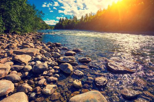 Mountain valley with the river in Norway