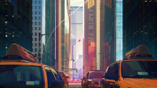 "Web slinging through the city" by Bastien Grivet