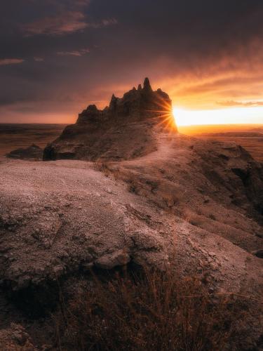 An ethereal sunset in Badlands National Park, South Dakota.