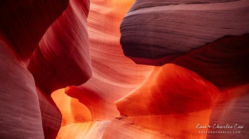 Layers and Waves of Red Rock Sandstone in Lower Antelope Canyon on the Navajo Nation