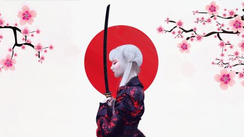 Beautiful girl with a katana