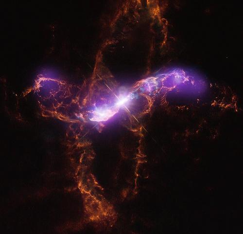 R Aquarii: An Expanse of Light, R Aquarii is a variable star in the constellation Aquarius. R Aquarii is a symbiotic star believed to contain a white dwarf and a Mira-type variable in a binary system.