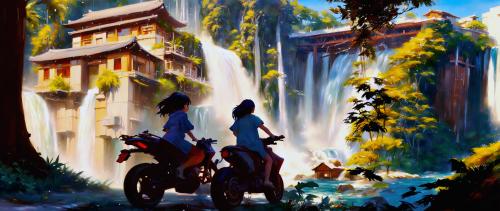 Girls on a motorcycle journey