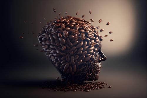 Human head made of coffee beans