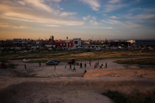 Sunset over Erbil, in the Kurdistan Region, as seem from an ancient archaeological mound