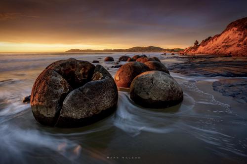 Dinosaur Eggs on Moeraki Beach, New Zealand.