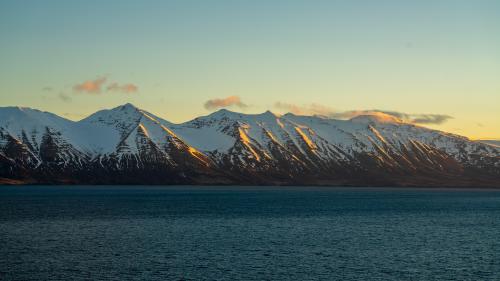 Hauganes, Iceland during sunrise