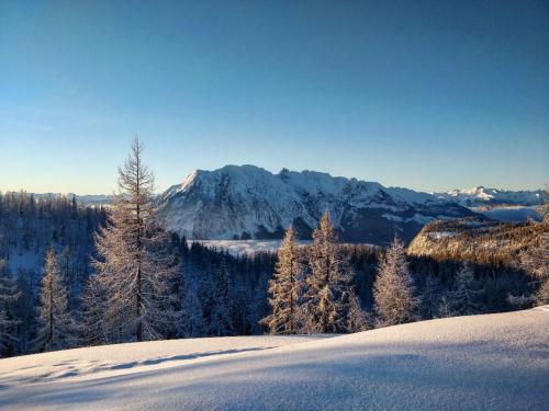 View of the snowy Grimming, Austria, Tauplitz