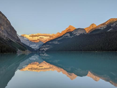 Alpenglow over Lake Louise, Alberta, CA