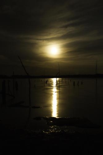 Moon reflection at Smithville Lake