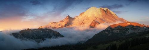 Mt. Rainier as seen from above the Sunrise Lodge at Sunrise.