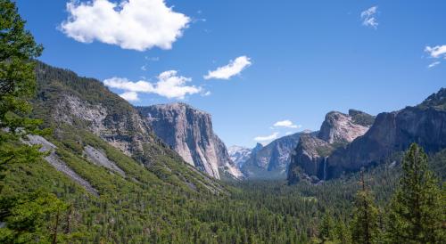 El Captain, Bridalveil Falls, and Half Dome in Yosemite, CA.