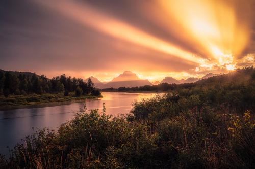 Incredible light after a thunderstorm over the Snake River in Grand Teton National Park