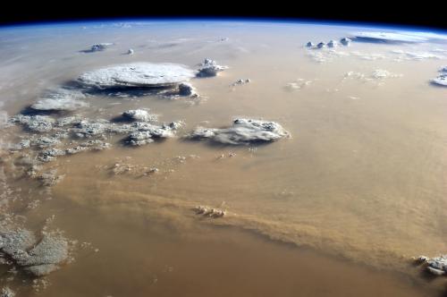 Sandstorm over the Sahara, a sandstorm over the Sahara desert in Africa seen by ESA astronaut Alexander Gerst from the International Space Station.