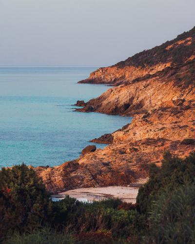 The rugged coastline of southern Sardinia, Italy