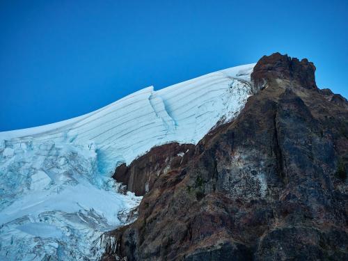 Colfax Peak cornice on Koma Kulshan  10 years of snowfall in layers