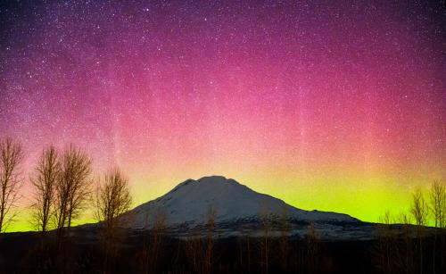 Aurora at Mt. Adams, Klickitat County, Washington, USA