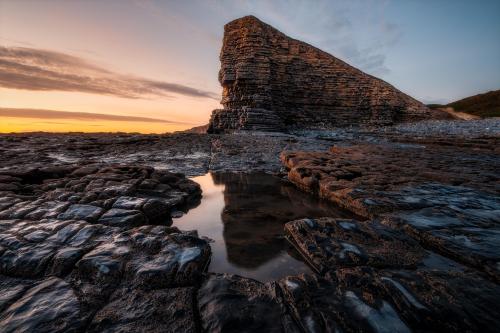 A lovely post-sunset glow at Nash Point, South Wales