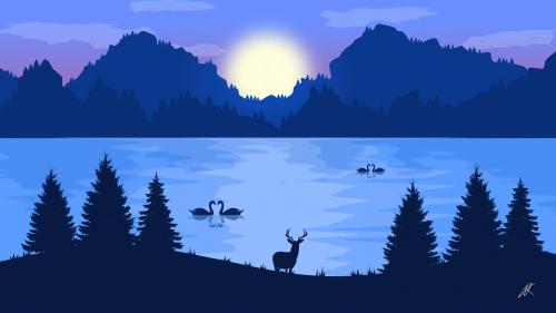 Deer Swan Vector Illustration