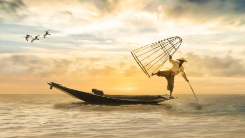 Fisherman fishing boat