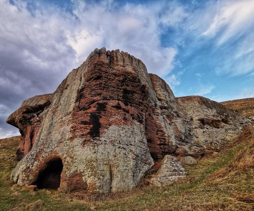 One the many sandstone outcrops in Northumberland, England