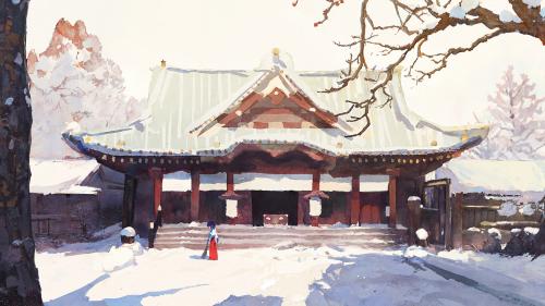 A female minister at a Buddhist temple