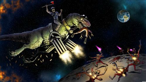 Axe cop on the moon