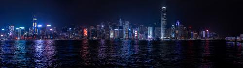 Hong Kong Night Skyline Dual Monitor 4K