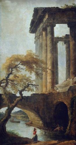 Temple of Saturn and the Opening of the Cloaca Maxima:- Hubert Robert