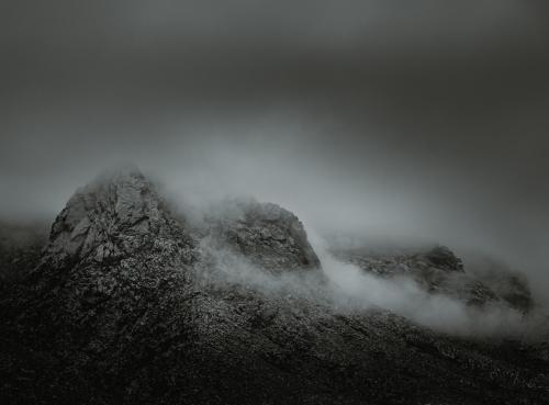 Mountains, mist, monochrome. Winter storm in the Organ Mountains near Las Cruces, NM.