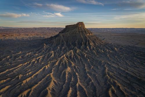 Factory Butte in central Utah, BLM land. Taken from a paramotor.