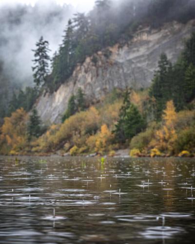 Eel River soaking up every drop of water it can before the dry season. Rio Dell, California