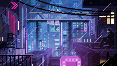 Neon City Pixel Art