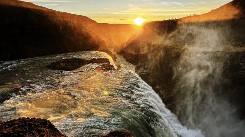 Gullfoss Falls at Sunset - Iceland