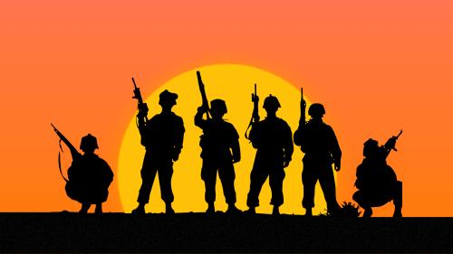 US Soldiers with Sunset