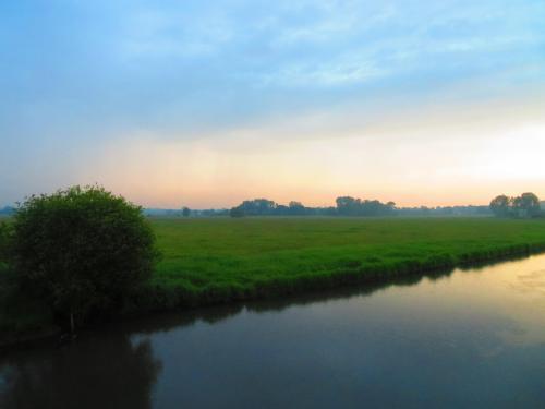 The Merderet River at twilight, Normandy, France