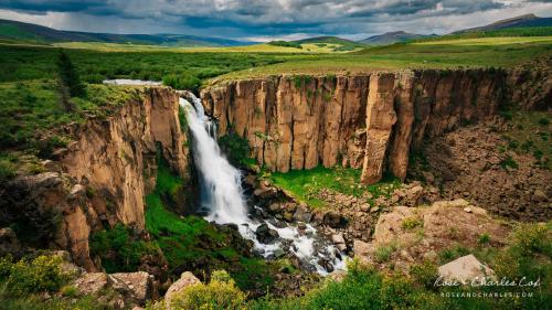Waterfall in the San Juan Mountain Range on a stormy summer day