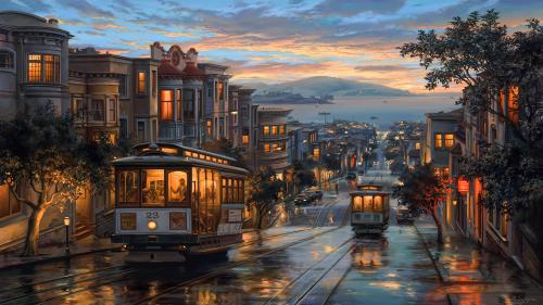 Cable Car Heaven  by Evgeny Lushpin