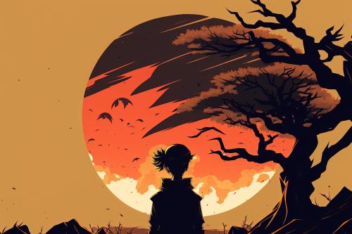 Girl Under the Full Moon Blood and Tree